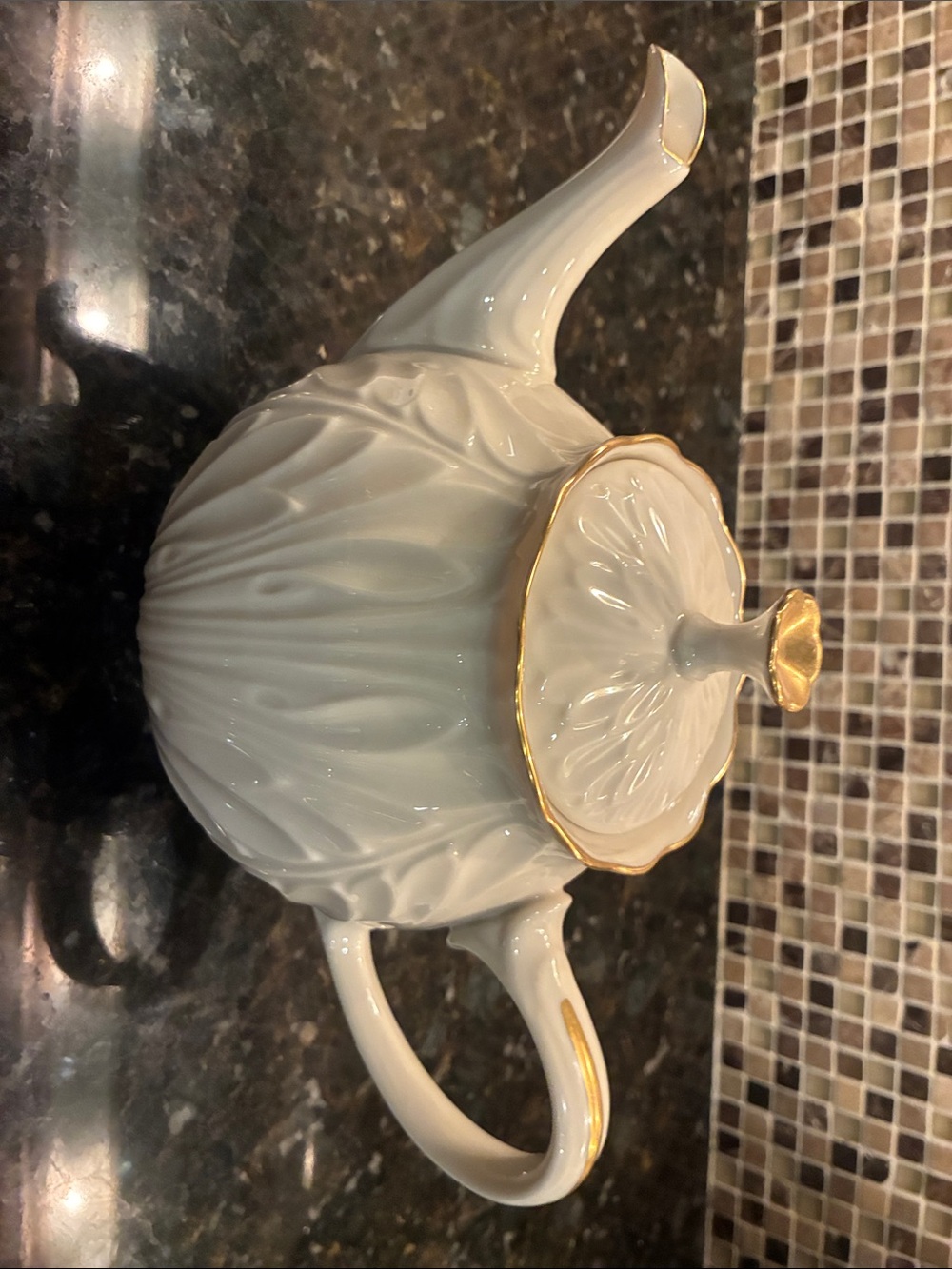 Lenox Porcelain Teapot with Gold Trim
